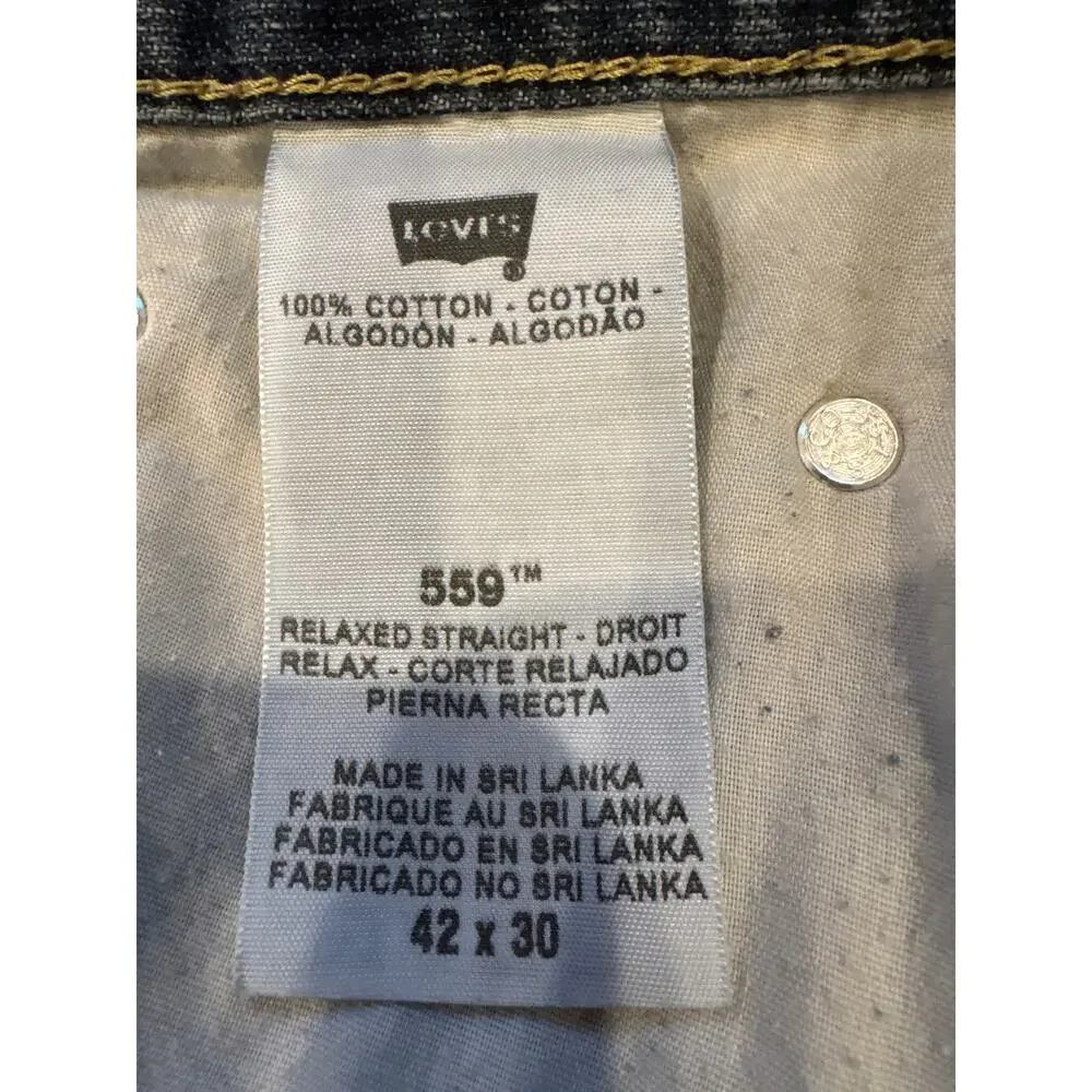 Levis 559 Jeans Mens 42x30 Blue Relaxed Fit Straight Leg Distressed Y2K *READ*